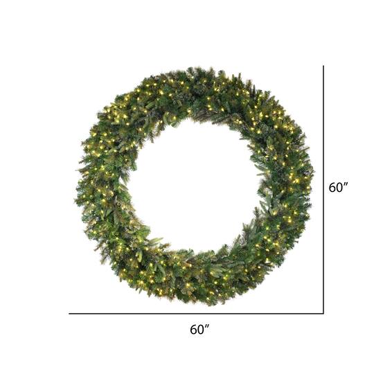 60" Warm White LED Lights Cashmere Artificial Christmas Wreath